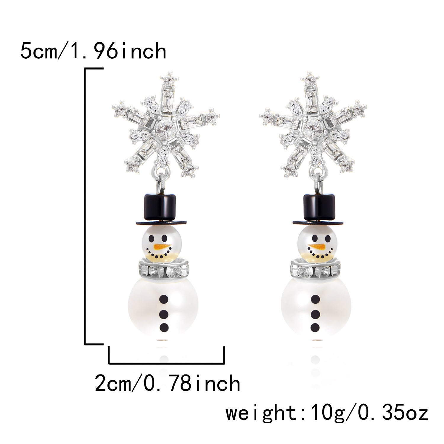 Wholesale Christmas Diamond Snowflake Pearl Hat Snowman Earrings